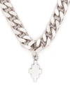 Marcelo Burlon County Of Milan Cross Pendant Curb Chain Necklace In Silver