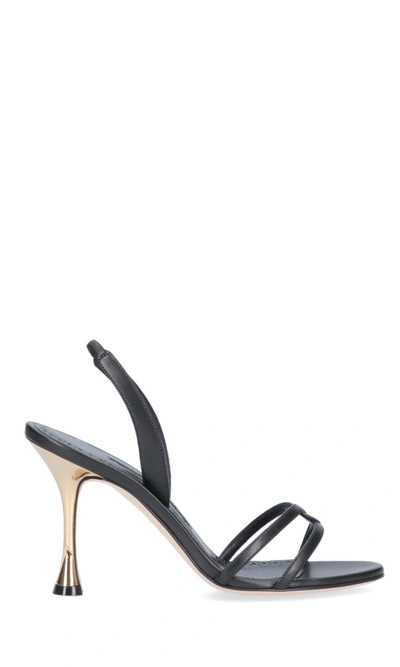 Manolo Blahnik Racita Metallic Strapped Sandals In Black