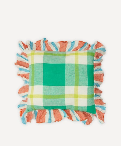Society Of Wanderers Zest Check Ruffle Cushion