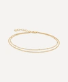 Monica Vinader Gold Plated Vermeil Silver Beaded Double Chain Anklet In Gold