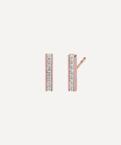 Monica Vinader Rose Gold Plated Vermeil Silver Signature Skinny Diamond Stud Earrings