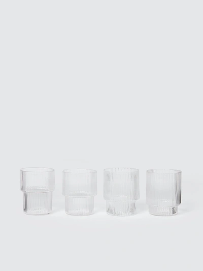 Ferm Living Ripple Glasses, Set Of 4 In Clear