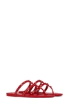 Valentino Jelly Rockstud Flat Thong Sandals In Rosso