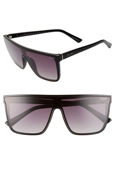 Quay Night Fall 52mm Gradient Flat Top Sunglasses In Black/ Smoke