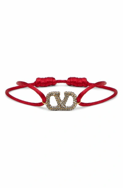 Valentino Garavani Embellished Vlogo Signature Bracelet In Rouge Pur