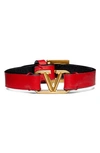 Valentino Garavani Garavani Vlogo Leather Bracelet In Rouge Pur/ Nero