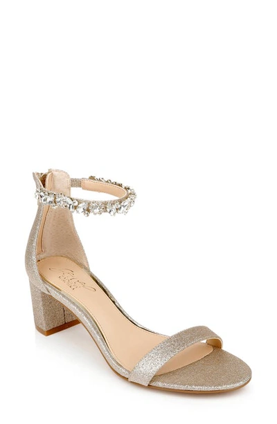 Jewel Badgley Mischka Catalina Ankle Strap Sandal In Gold Glitter
