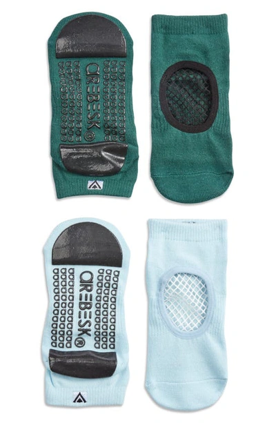 Arebesk Phish Net Assorted 2-pack Closed Toe Ankle Socks In Light Blue / Forest