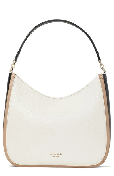 Kate Spade Roulette Large Leather Hobo Bag In Black/ Ivory