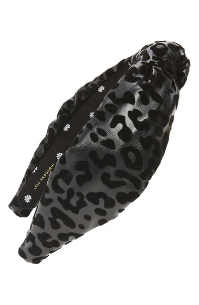 Lele Sadoughi Leopard Knotted Headband In Jet Leopard