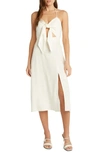 Willow Tie Front Midi Dress In Ivory