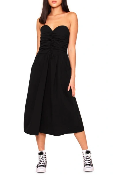 Absence Of Colour Bessy Strapless Midi Dress In Black