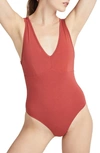 Richer Poorer V-neck Bodysuit In Red Ochre