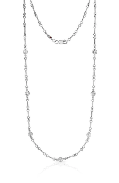 Roberto Coin Dogbone Diamond Station Necklace In White Gold