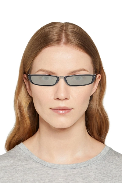 Linda Farrow Issa Rectangle-frame Gunmetal-tone And Acetate Sunglasses In Black