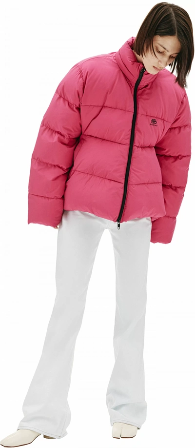 Balenciaga C Shape Micro Faille Puffer Jacket In Pink