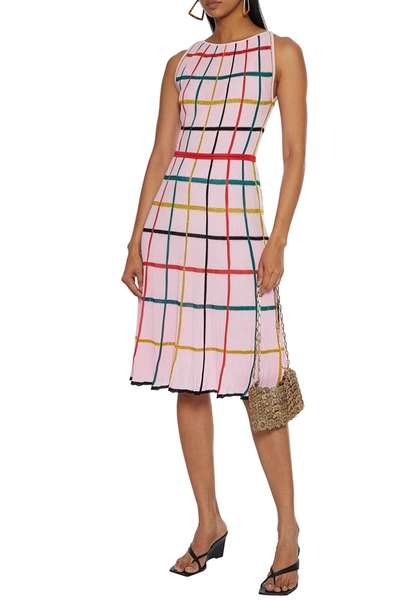 Missoni Metallic Checked Cotton-blend Dress In Baby Pink