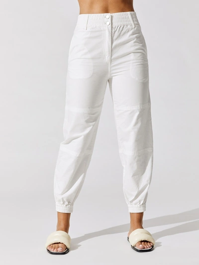 The Range Cropped French Cotton-blend Terry Track Trousers In Ecru