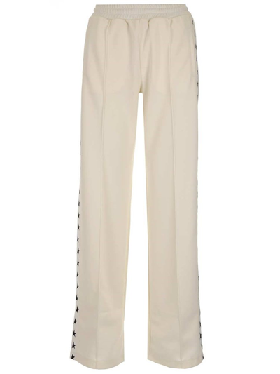 Golden Goose Deluxe Brand Star Embellished Straight Leg Trousers In White