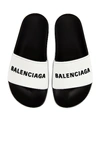 Balenciaga Logo-embossed Rubber Slides In White