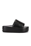 Balenciaga Rise Logo-print Leather Platform Slides In Black & White