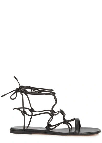 Gianvito Rossi Giza Lace-up Leather Sandals In Black