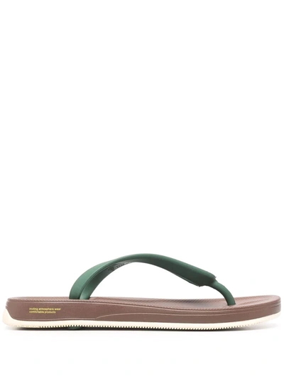 Suicoke Green & Brown Zab Flip Flops