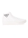 PRADA PRADA MEN'S WHITE POLYAMIDE HI TOP SNEAKERS,2TG1703LFVF0009 9