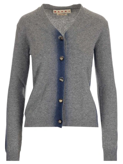 Marni Spray-painted Cashmere Cardigan In Grey