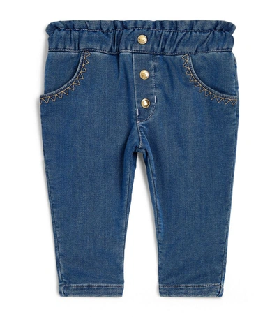 Chloé Babies' Contrast Stitching Jeans (6-36 Months) In Blue