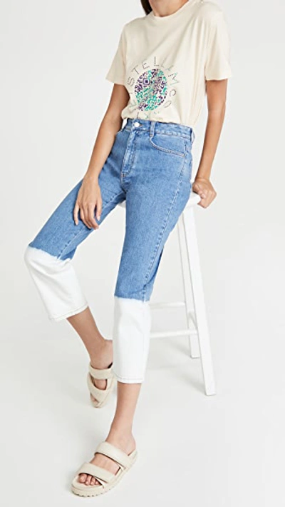 Stella Mccartney High-rise Dip-dyed Cropped Straight-leg Jeans In Blue,white