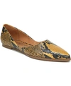 Zodiac Hill Snake Embossed Pointed Toe Flat In Yellow Snake Leather