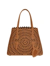 ALAÏA MINI MINA PERFORATED LEATHER TOTE,400013232926