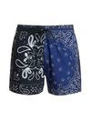 Amiri Men's Bandana Swim Trunks In Navy