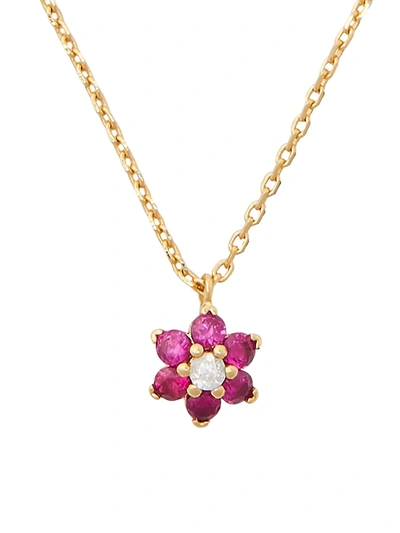 Kate Spade Goldplated & Cubic Zirconia Mini Flower Pendant Necklace In Pink