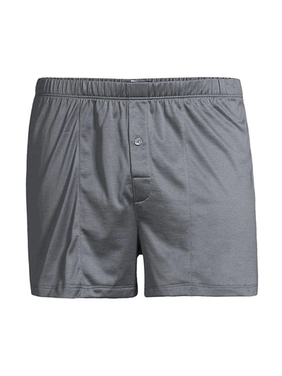 Hanro Sporty Mercerised Cotton Boxer Shorts In Lava Rock