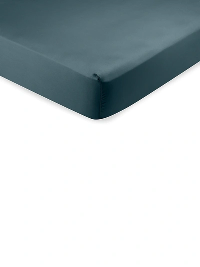 Anne De Solene Éclat Mineral 300 Thread Count Fitted Sheet In Blue