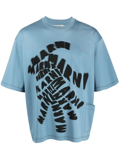 Marni Logo印花t恤 In Blue