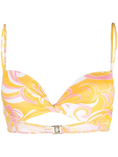 Pucci Albizia-print Padded Bikini Top In Gelb