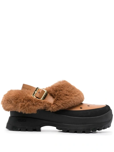 Stella Mccartney Trace Faux-fur Slingback Clogs In Brown