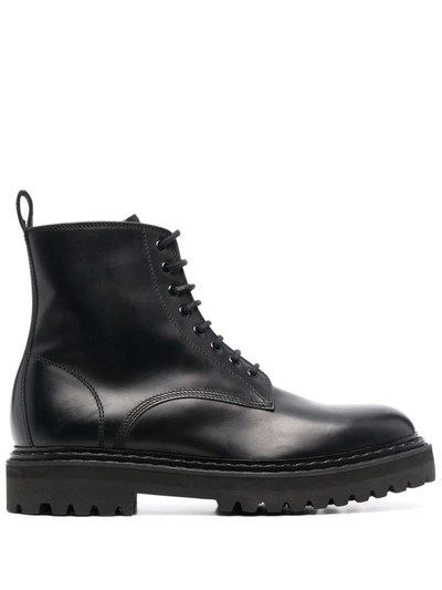 Officine Creative Chunky Lace-up Leather Boots In Schwarz