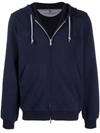 Brunello Cucinelli Cashmere Zip-up Hoodie In Blue