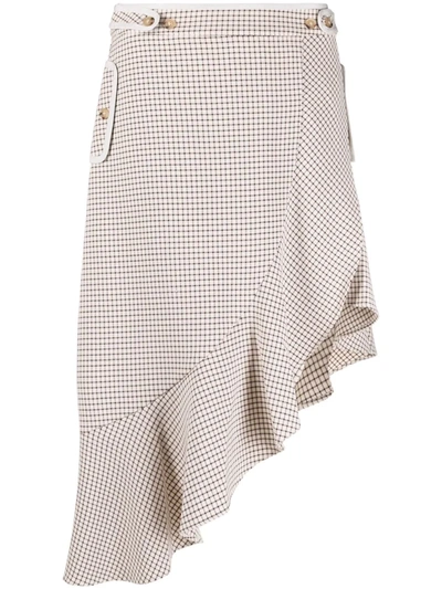 Self-portrait Checked Asymmetrical Wrap Skirt In Nude