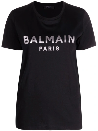 Balmain Women T-shirt With Print In Black