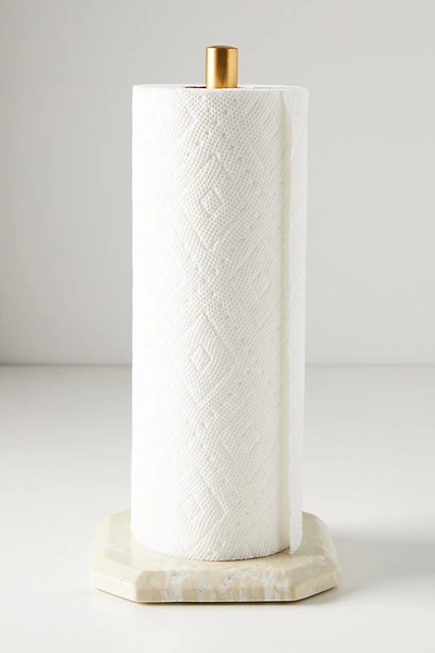 Anthropologie Marble Paper Towel Holder In Gold