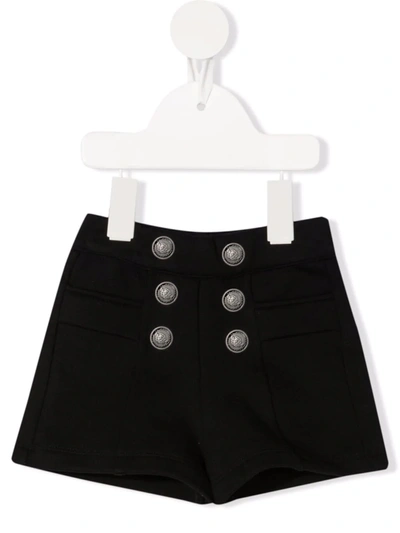 Balmain Kids' Double-breasted Button Shorts In Black