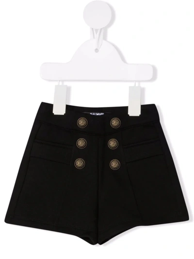 Balmain Babies' 双排扣短裤 In Black