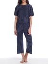 Dkny Sleepwear Knit Cropped Pajama Set In Dive Stripe