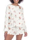 Honeydew Intimates All American Long Sleeve Shortie Pajamas In Ivory Floral