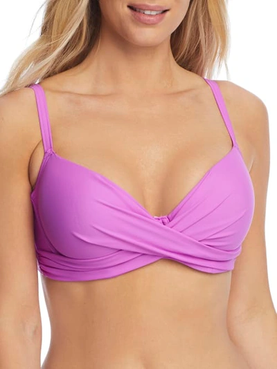 Pour Moi Fuller Bust Free Spirit Underwired Twist Front Bikni Top In Pink In Ultraviolet